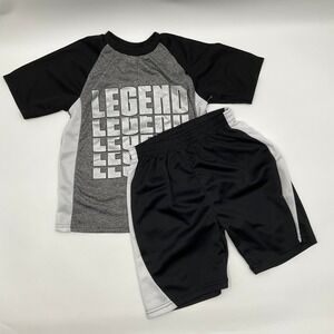 Boys 2 Pc Set Activewear Shirt Shorts M 8/10 Sporty Active Play Skater Athletic